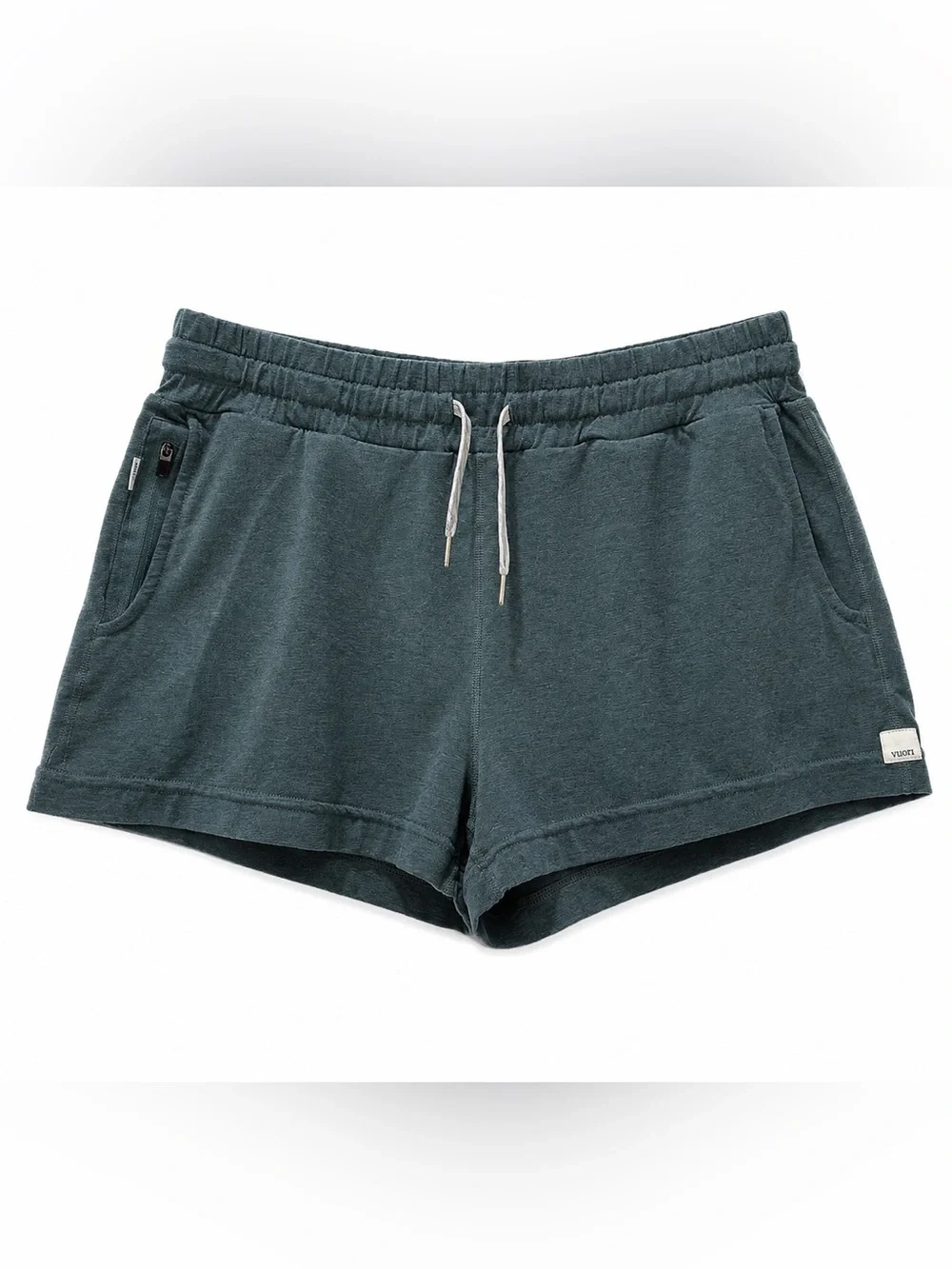 Vuori Halo DreamKnit Lounge Shorts Teal Drawstring Zip Pocket Women’s Large